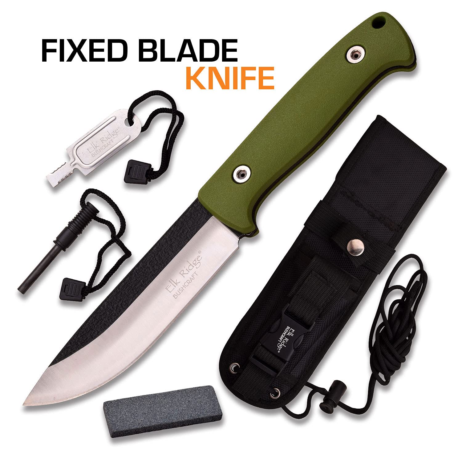Elk Ridge Messer ER-555 – Outdoor-Messer Mit Fester Klinge & Holzgriff | 13,46cm Rostfrei