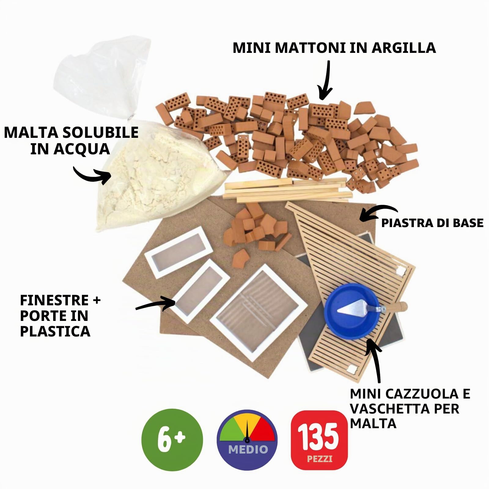 Teifoc 5220 Kit di costruzione in pietra – Casetta da giardino, 135 componenti, kit di costruzione creativo in materiali naturali, kit da costruzione, giocattolo da costruzione per bambini dai 6 anni