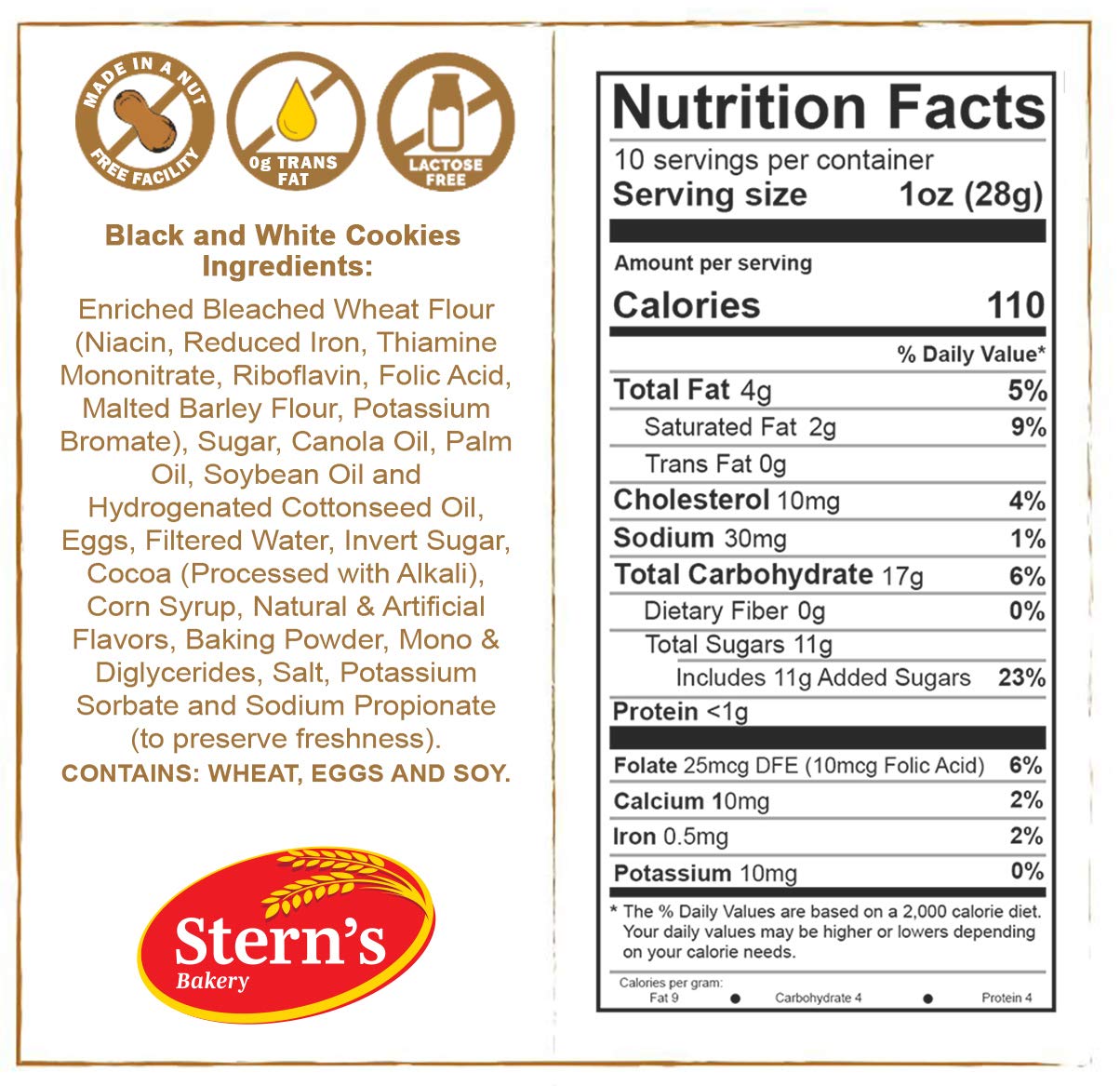 Black and White Cookies | [10 Count] NY Style Black & White Cookies | Snack Cakes | Fresh & Delicious | Nut Free & Kosher | 10 oz Stern’s Bakery