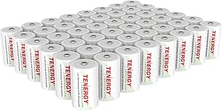 Tenergy Centura Lite 1.2V NiMH Rechargeable D Battery, 3000mAh Low Self Discharge D Cell Batteries, Pre-Charged D Size Battery, UL Certified, 48 Pack