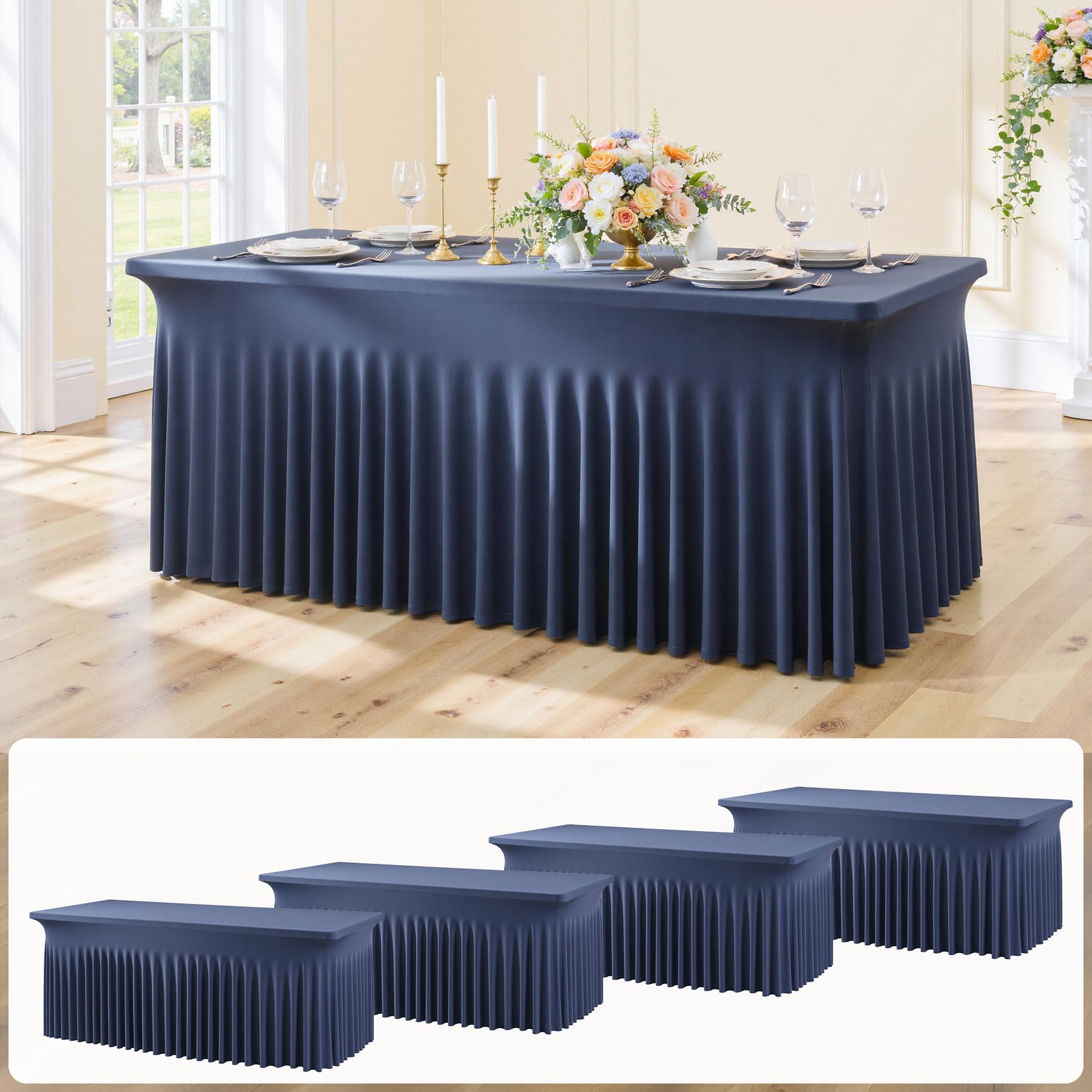 Nappe rectangulaire en élasthanne NSSONBEN lot de 4 pour table 1,8m
