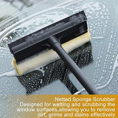 Miniatura 5 de Escobilla de goma para parabrisas de automóvil con asa, esponja de lavado de 8 pulgadas, escobilla de goma 2 en 1, escobilla de limpieza de ventanas