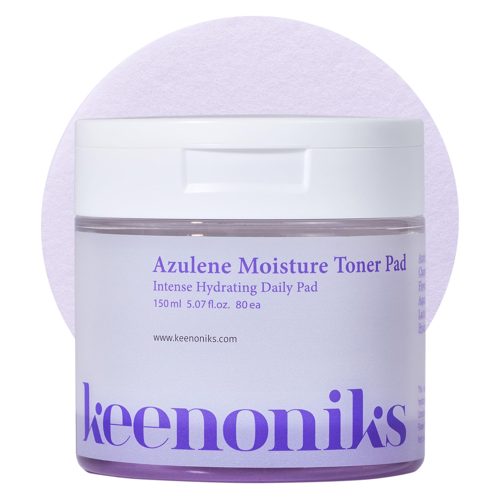 keenoniks Moisture Recovery Toner Pads for Dry, Sensitive Skin – Soothes & Hydrates with Azulene & Chamomile – Korean Skincare - 80 Pads (5.07 fl oz)