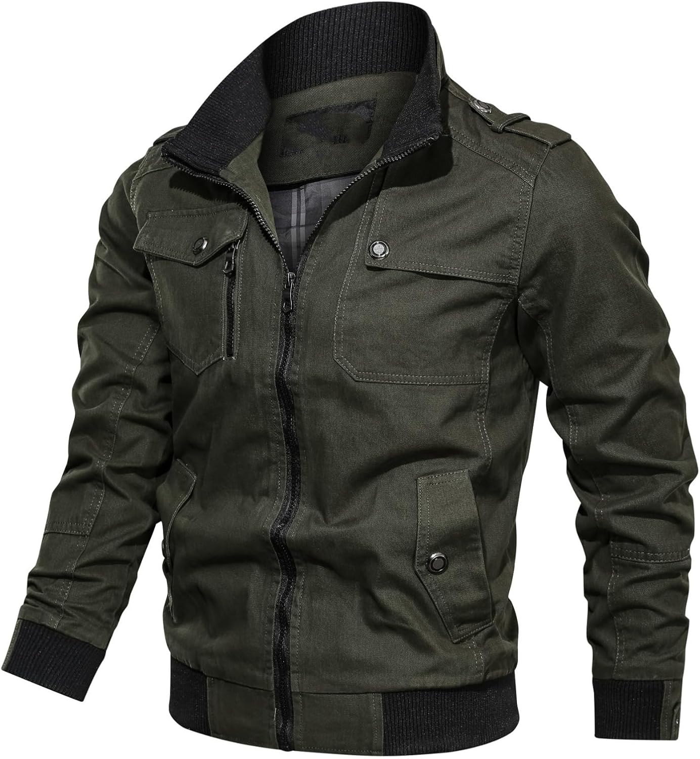Casual Jacket, Stand Collar, Large Size Coat for Men, Cotton Autumn Top