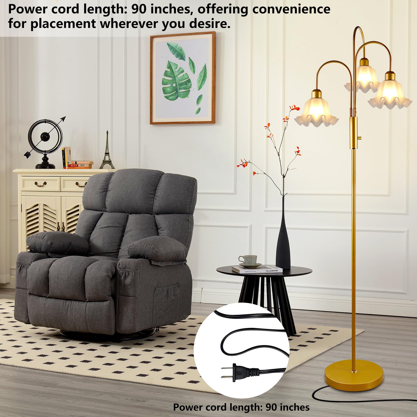 Best Flower Floor Lamp Picks for 2026 3 Lightdot 70IN Flower Floor Lamp for Living Room, 3 Light Dimmable Tree Floor Lam — product photo