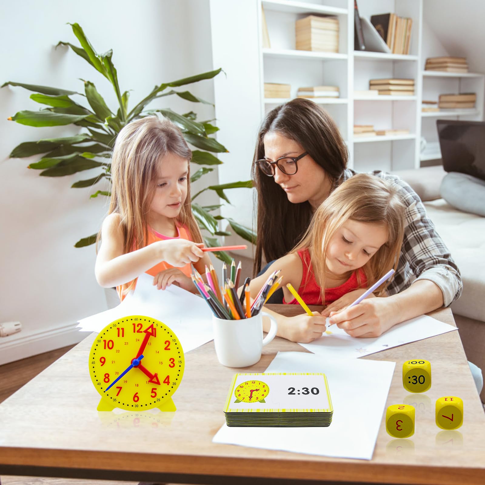 1 Set Modello di Orologio didattico, Orologio di apprendimento, Apprendimento Giochi Matematica Orologio di,Gioco Orologio Bambini Adatto a Bambini
