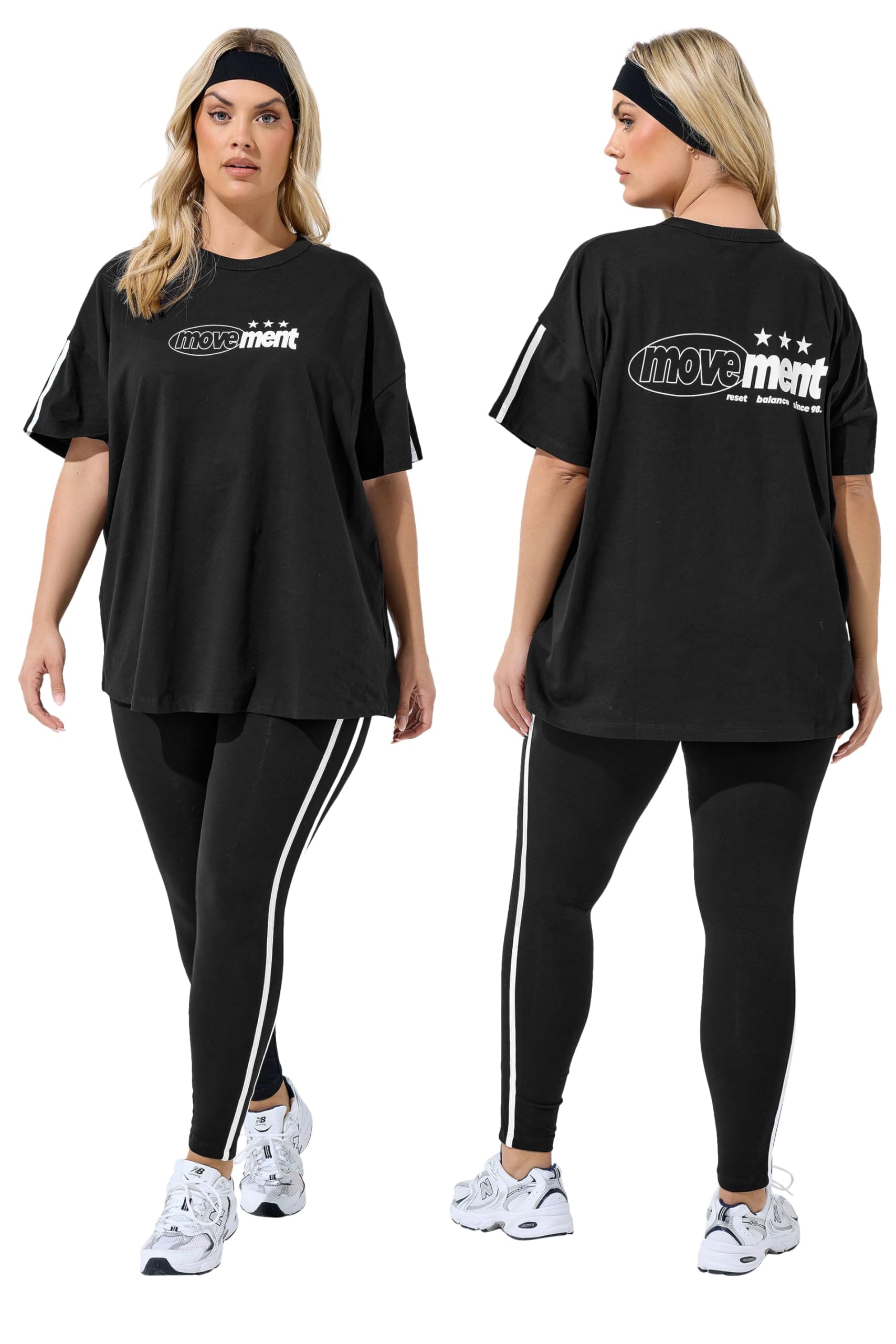 Yours Women's Black Active 'Movement' T-Shirt In | Size: 14