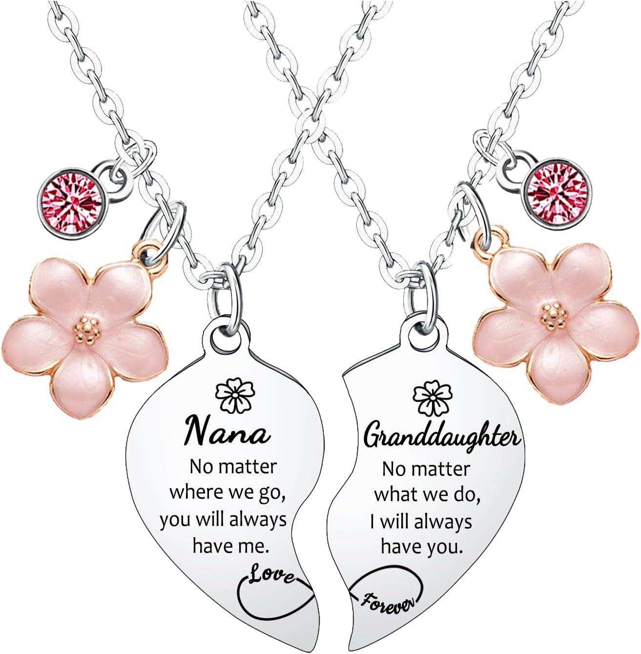 Nana Granddaughter Necklaces for 2 Pcs Heart Matching Necklaces for Grandma and Granddaughter Gifts for Nana Birthday Present for Grandma Granddaughters Jewelry Christmas Thanksgiving Gift