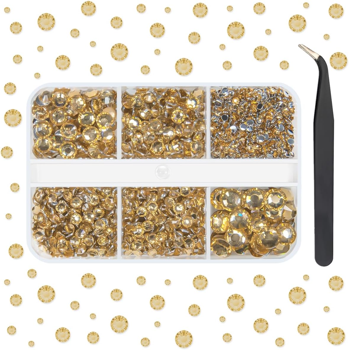 Champagne Golden Resin Crystal Rhinestones for Bedazzling Crafting 2mm 3mm 4mm 5mm 6mm Flatback Stones Gems Crystals Diamonds for Nails Face Eyes Makeup Tumblers Bottles Crafts Clothes Shoes