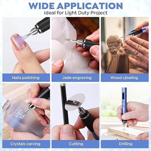 Miniatura 4 de Rotación bidireccional Pro bolígrafo de grabado eléctrico inalámbrico USB-C recargable con 42 bits, 16 plantillas, máquina grabadora giratoria