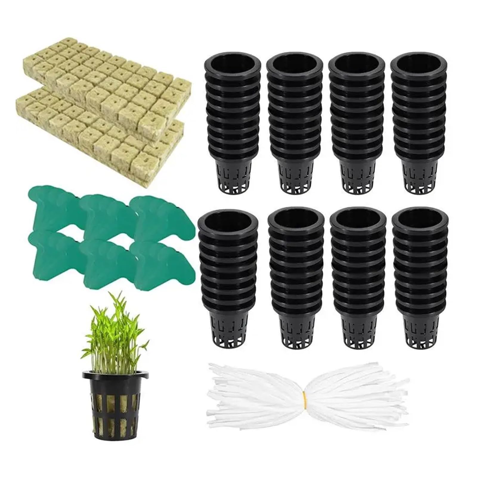 Cubi di lana di roccia Lana di roccia Grow Cubes Piantare cubi for la coltura idroponica Buon assorbimento d'acqua Kit idroponica Mesh Net Cup for giardino di casa Yard per serre per una crescita