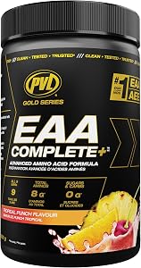 PVL EAA+BCAA COMPLETE – Essential Amino Acid Supplement with BCAAs, Electrolytes & B-Vitamins – Pre, Intra or Post Workout Powder – Keto & Vegan Friendly – Tropical Punch, 30 Servings