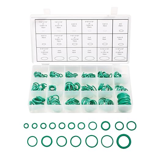 ESEWALAS 270 Pieces Seal Gasket Washer,O Ring Assortment Set Kit,Car Air Conditioning AC O Ring Kit,Sealing ORings Gasket Assortment Set,Rubber Washer Orings for A/C Professional Plumbing Automotive