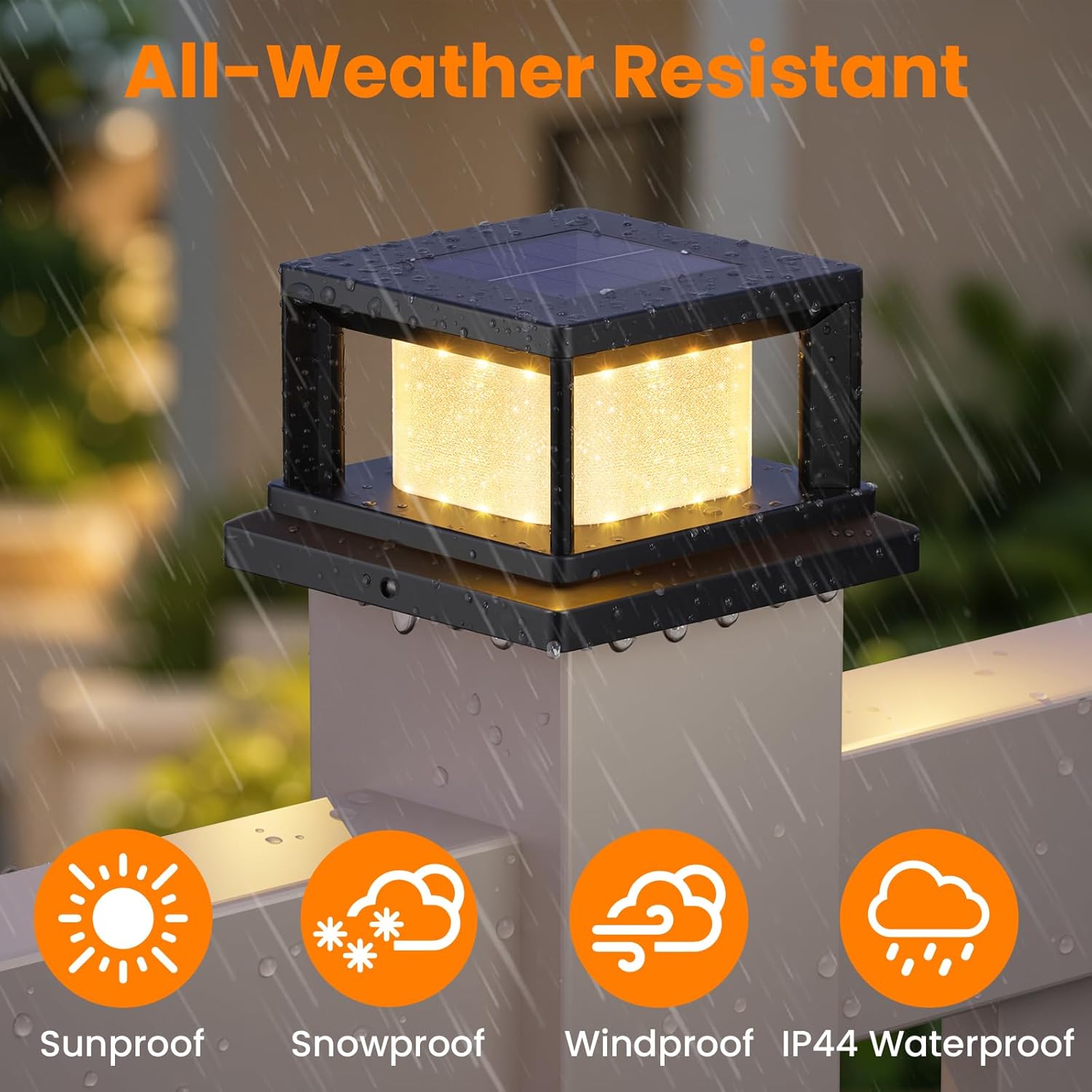 Mlambert 8 Pack Solar Post Lights Outdoor, 2 Modes LED Fence Cap Light for 4x4 Post, Waterproof Deck Light Patio Garden Decor, Warm/Cool White, Black