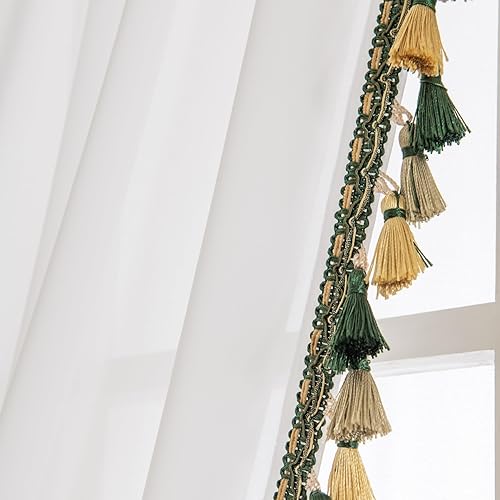 Miniatura 4 de Cortinas traslúcidas blancas de 84 pulgadas de largo, cortinas plisadas para ventana con filtro de luz con ganchos, cortinas plisadas para