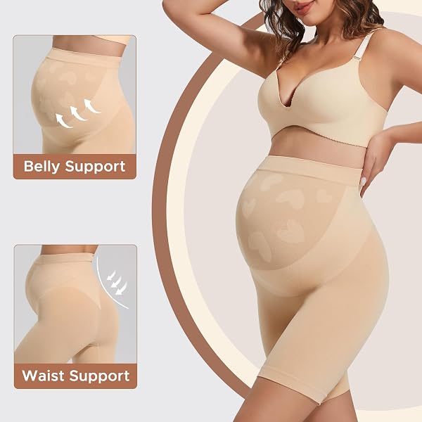 INNERSY Womens Maternity Shorts Over Bump High Waist Anti Chafing Pregnancy Shapewear for Under Dresses - 3