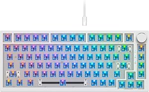 75% Custom Barebones Keyboard Kit Gamer ，Blank DIY Mechanical Gaming Keyboard PCB with Gasket Hot Swappable 3pin/5pin Switch RGB for Win/Mac (V400 White Kit)