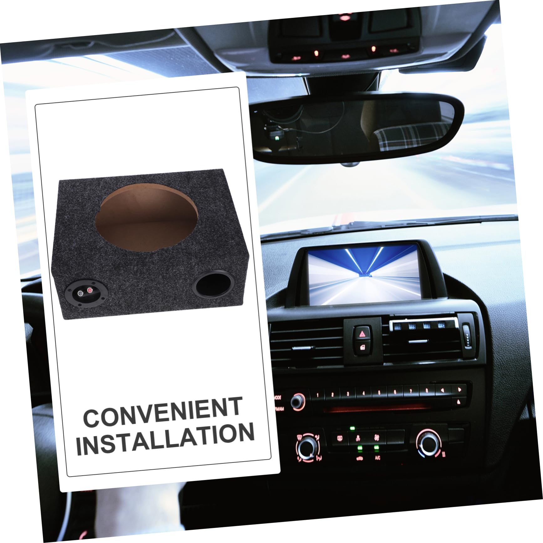 ULTECHNOVO Caja para Subwoofer Cargada de Coche 10 Pulgadas Ultrafina Madera y Abs Sistema de Audio para Automóvil Instalación Rápida y Compatibilidad