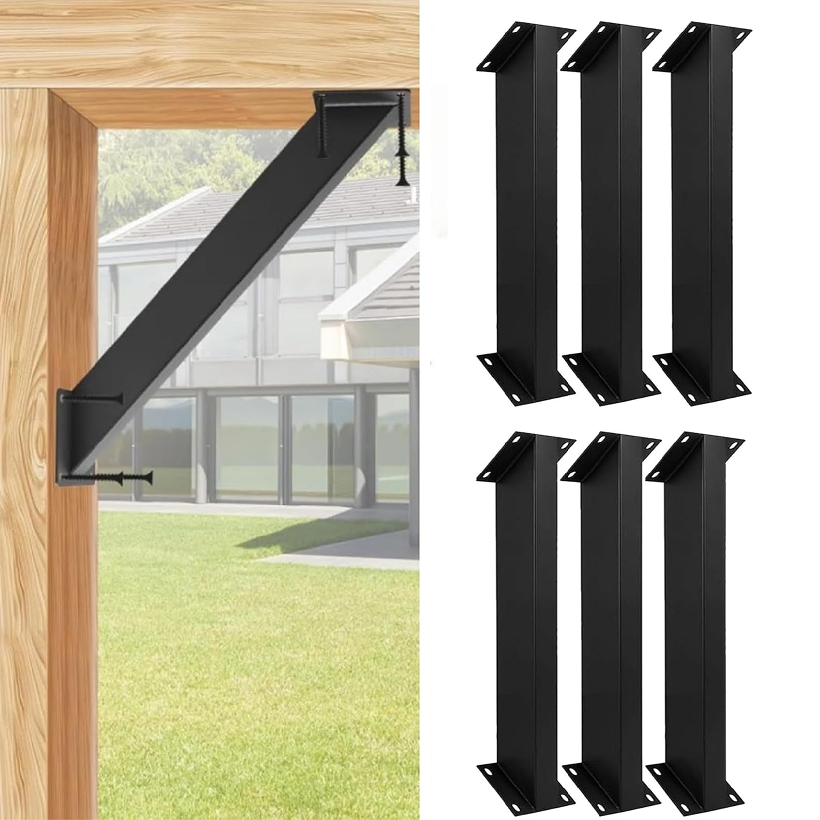 LQSYBHD 45 Degree Angle Support Bracket Pergola Kit Heavy Duty Connector Brace Bracket Kit Angle Corner Braces Inside Joint for wooden posts and beams office ledge pergola(Size:6pcs)