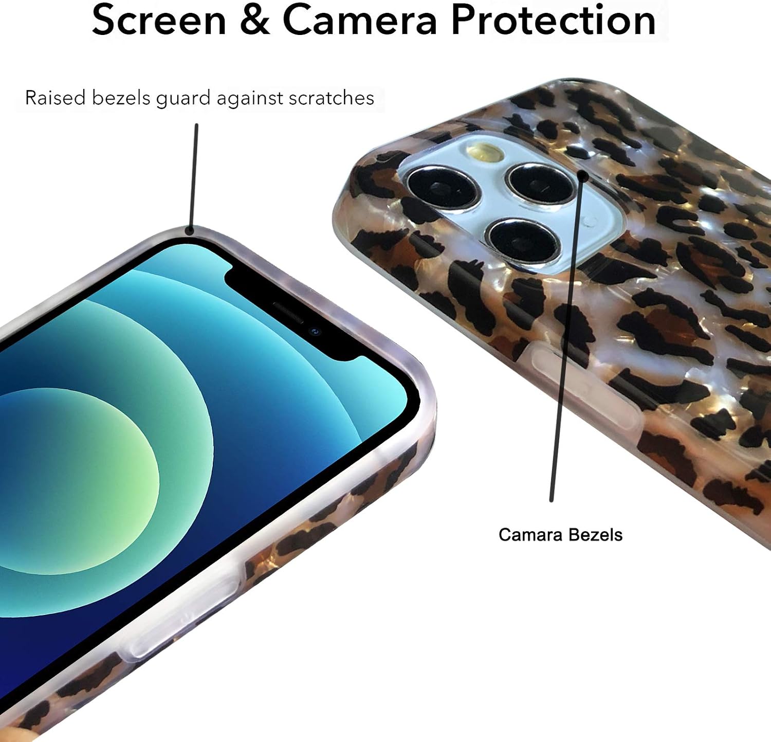 J.west Leopard Case Compatible with 12 Pro Max, Luxury Sparkle Cheetah Print Design Soft Silicone Phone Case Cover Girl Women with TPU Bumper for iPhone 12 Pro Max Case 6.7 Inch (Bling)