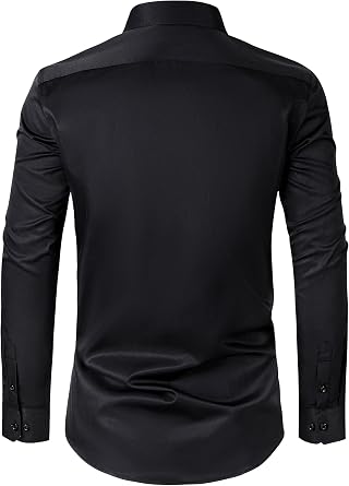 Men's Dress Shirts Regular Fit Solid Long Sleeve Formal Shirt Business Casual Button Down Shirts