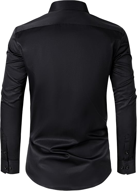 Men's Dress Shirts Regular Fit Solid Long Sleeve Formal Shirt Business Casual Button Down Shirts
