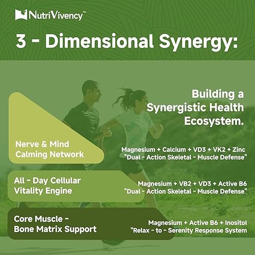 Miniatura 6 de Cápsulas de carbonato de magnesio de 500 mg, suplemento de carbonato de magnesio con calcio, inositol, vitamina B2, B6, D3, K2, zinc para la salud