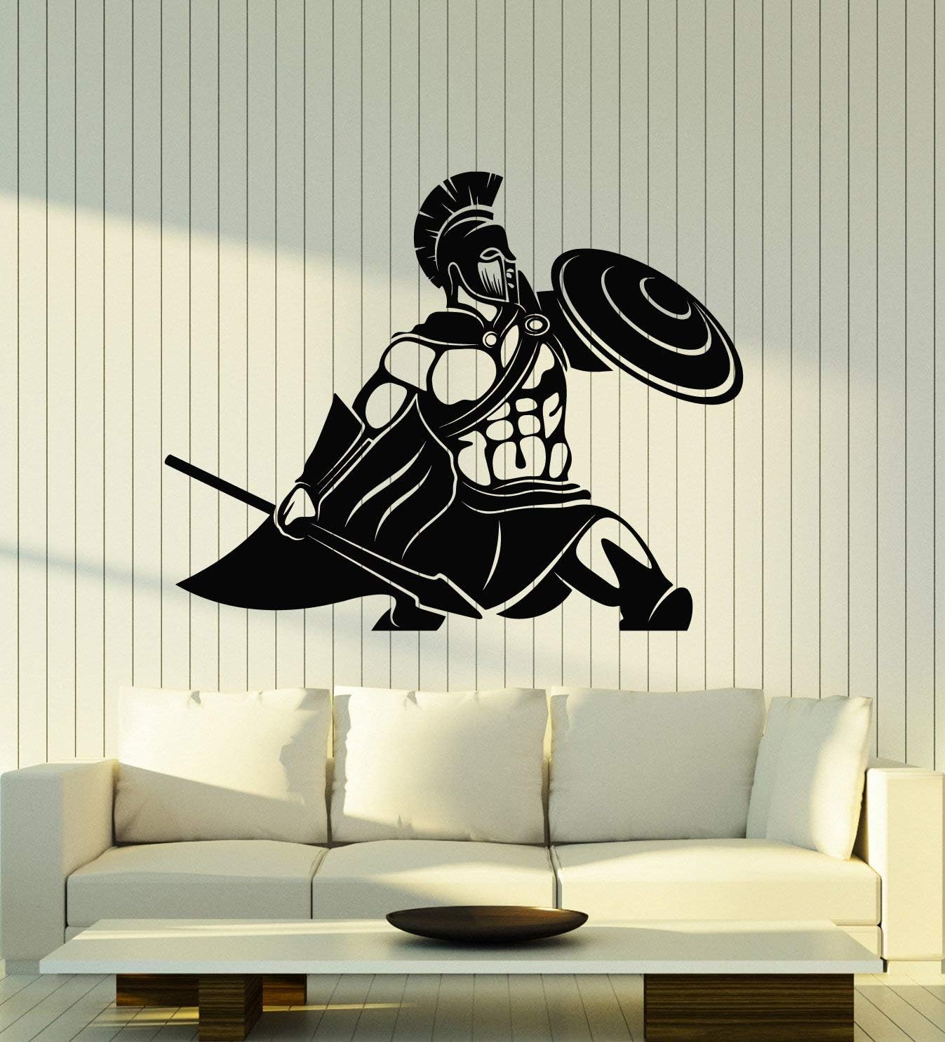 WallStickers4ever Vinyl Wall Decal Spartan Soldier Warrior Military Interior Stickers Mural Large Decor (g5098) Black