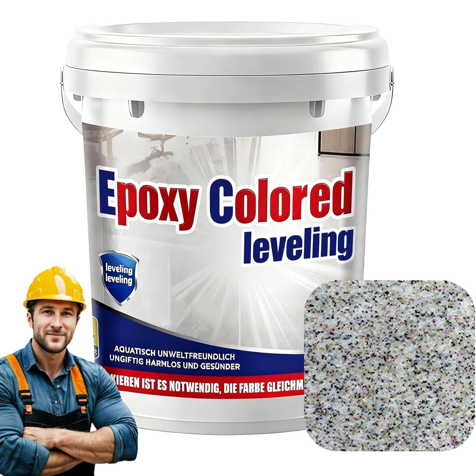 Epoxy Floor Paint,Epoxy Colored Sand Floor Paint 352Oz, High-gloss Marble Effect Coating, Garage Floors Painting, Covers Approximately 60 to 68 Sq Ft (white marble grey, 2kg) — view 9