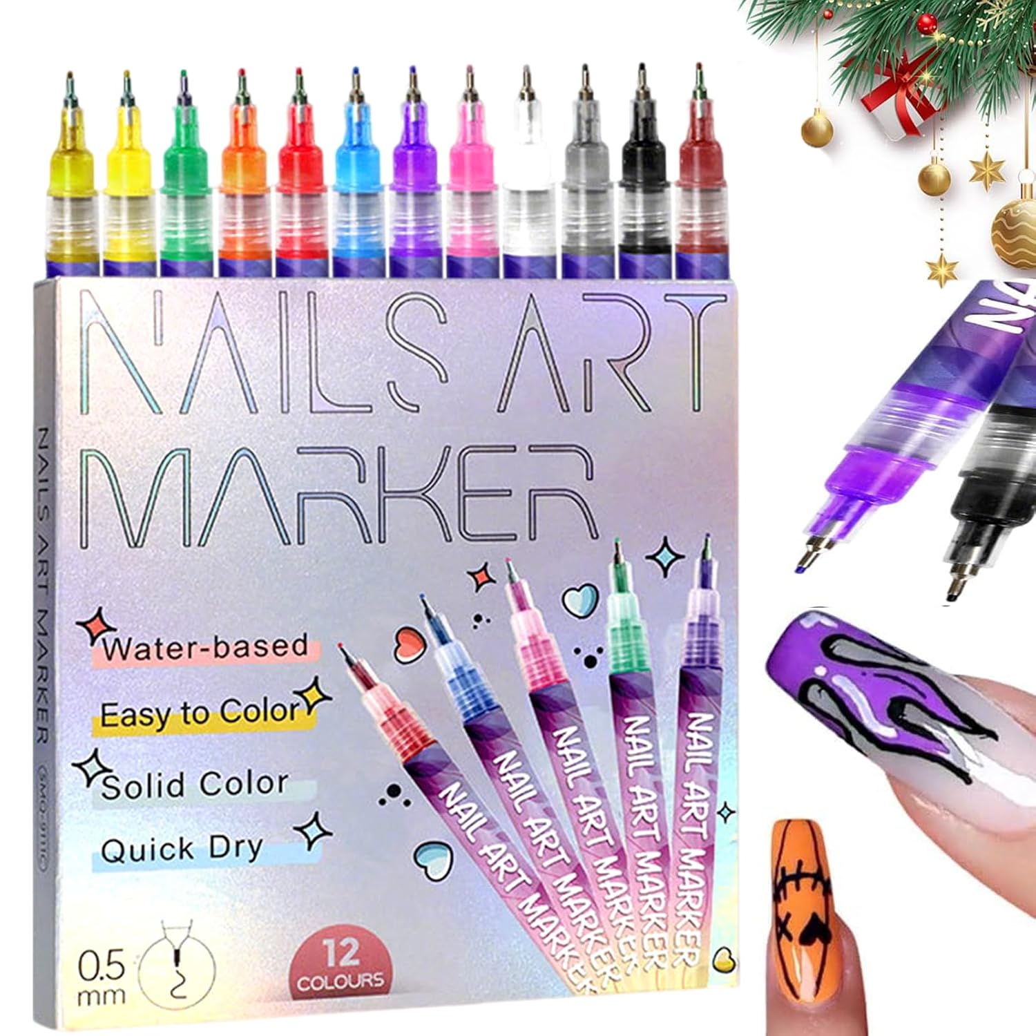12 Colors Nail Art Pens Set, 2026 New Quick Dry Nail Art Markers for Gel Nails, Acrylic Nail Polish Pens for Drawing, Painting & Dotting, DIY Nail Art Pen Set for Manicure Design Tools (2 Set)