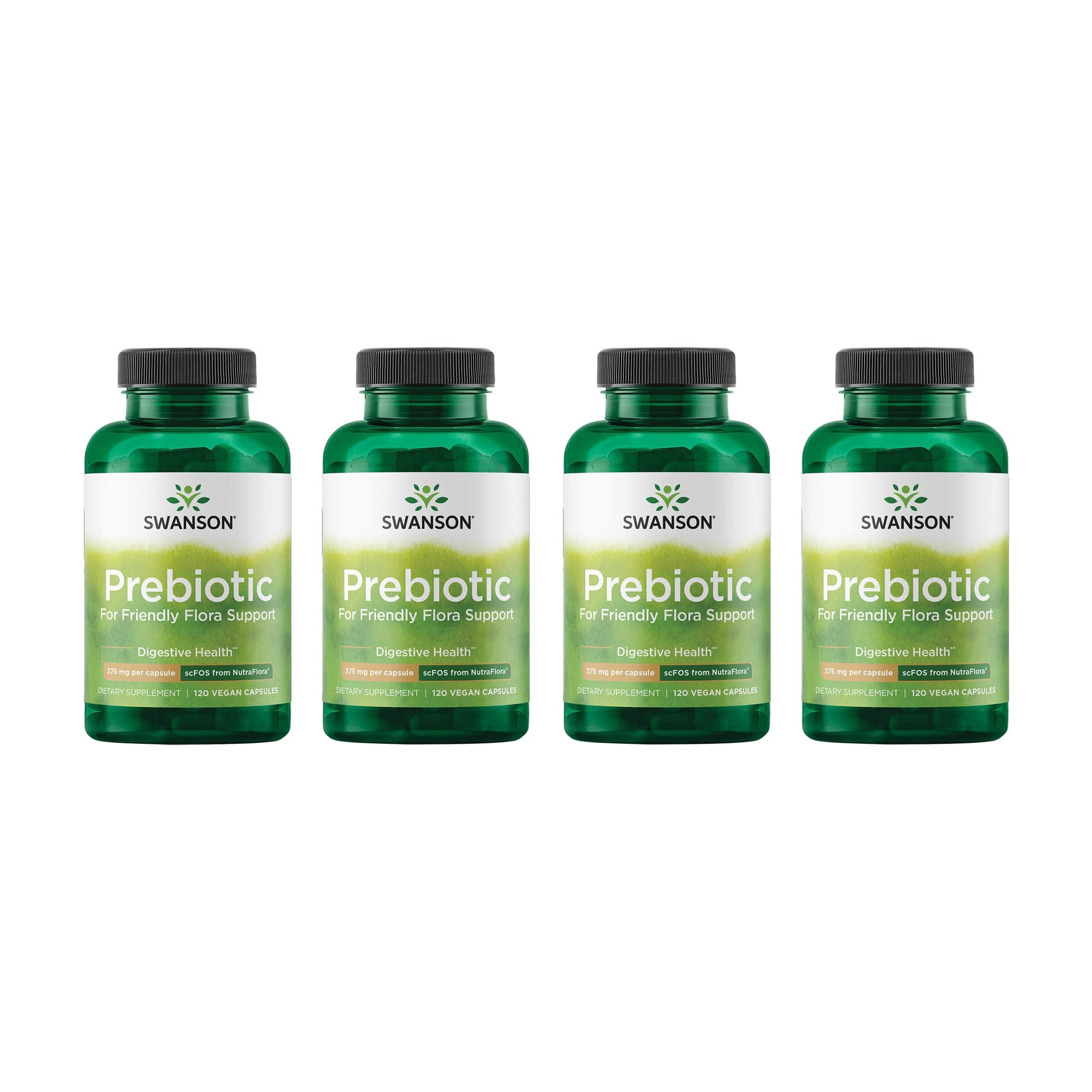 Swanson Prebiotic Fiber Capsules, 750 mg, 120 Vegan Capsules, 4 Pack 120 Count (Pack of 4)