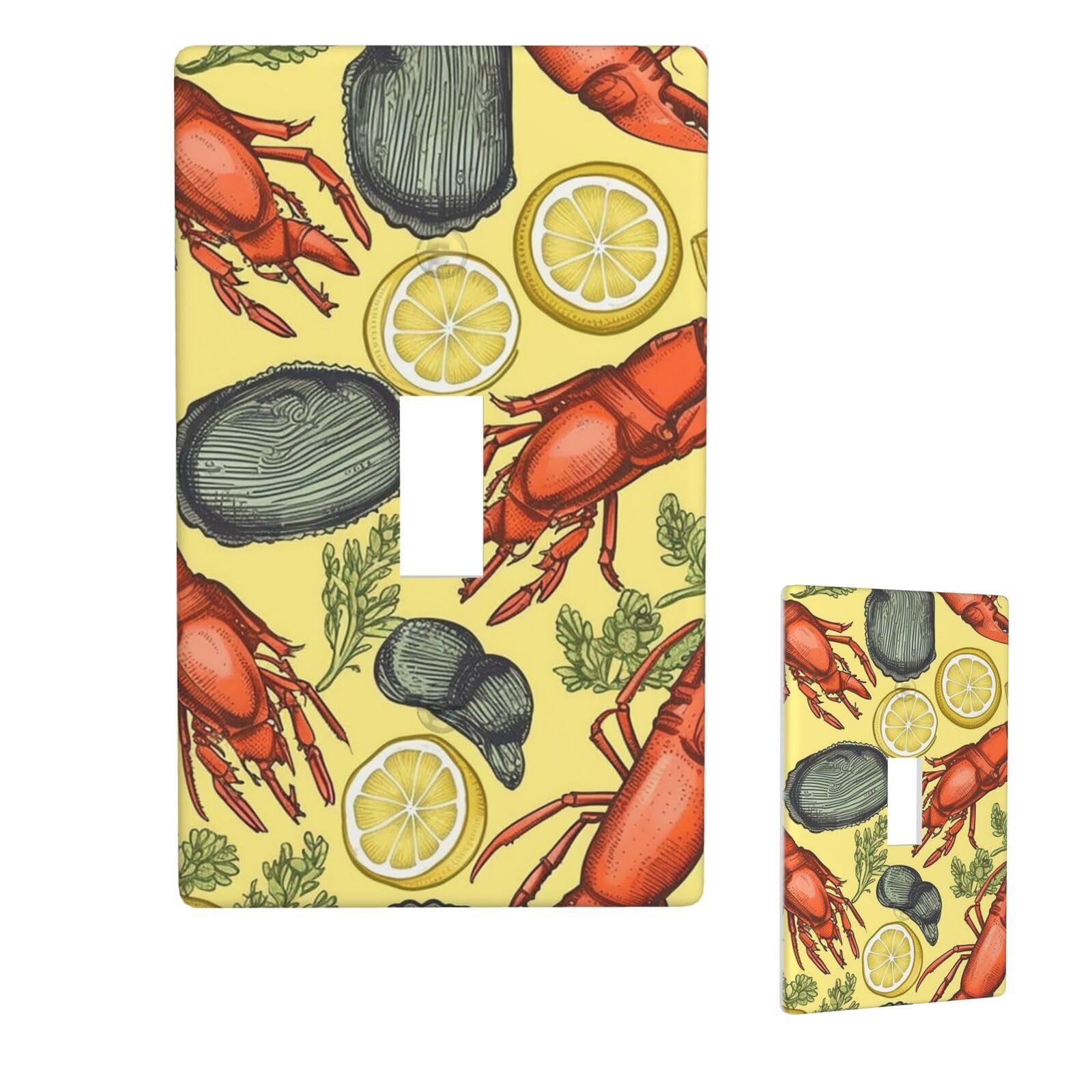 1 Gang Single Toggle Wall Plates, Unbreakable Decorative Light Switch Plate Covers Lobster And Lemon Electrical Switchplate Cover Faceplate For Bathroom Kitchen Decor