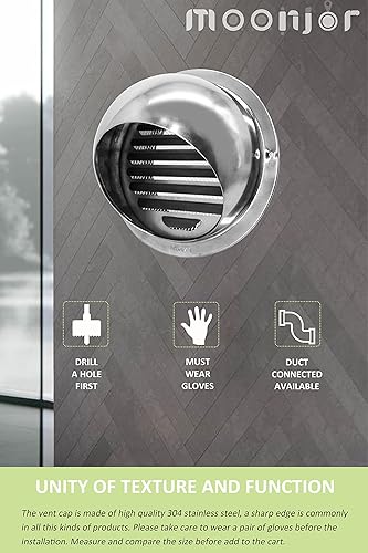 Miniatura 7 de Cubierta de ventilación de pared de 4 pulgadas, cubierta externa de pared redonda de acero inoxidable 304 para apartamento, villa, pisos, casa