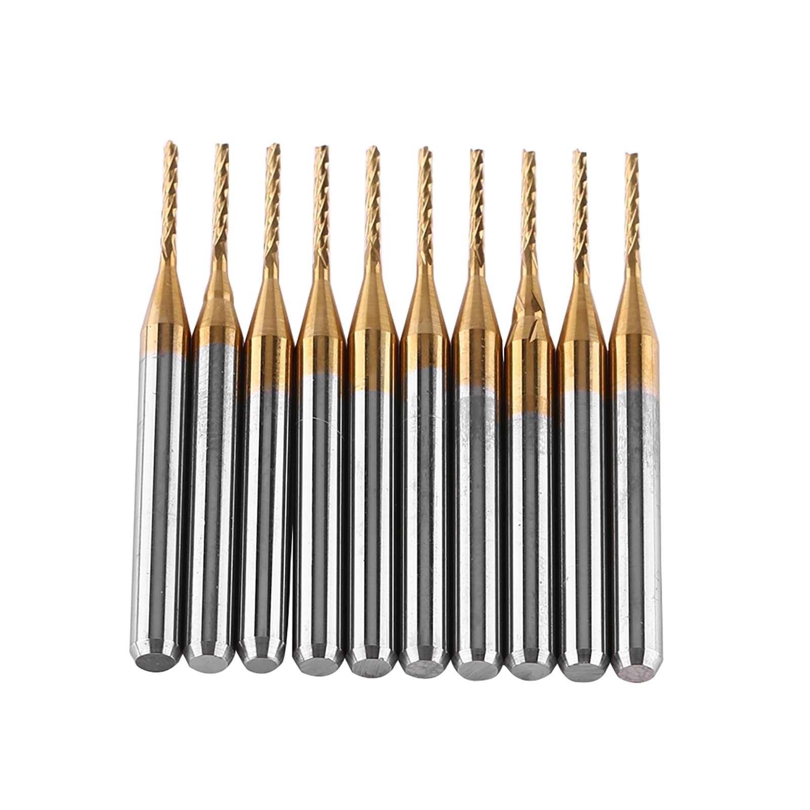 10 Pièces Fraise en Bout 3.175mm X 1mm Revêtement en Titane Fraise en Bout de Carbure de Tungstène Mèches de Gravure Fraise pour Circuits Imprimés, Métal, Plastiques