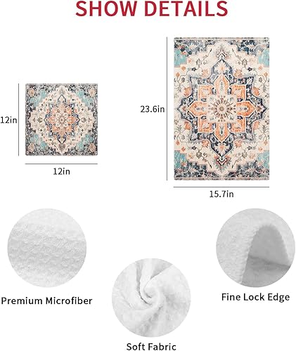 Miniatura 7 de Kitchen Towel 2 Packs Cotton Waffle Weave, Vintage Flowers Pattern 16 x 24 Inch Absorbent Quick Drying Dish Towels Clothes for Kitchen Living Room