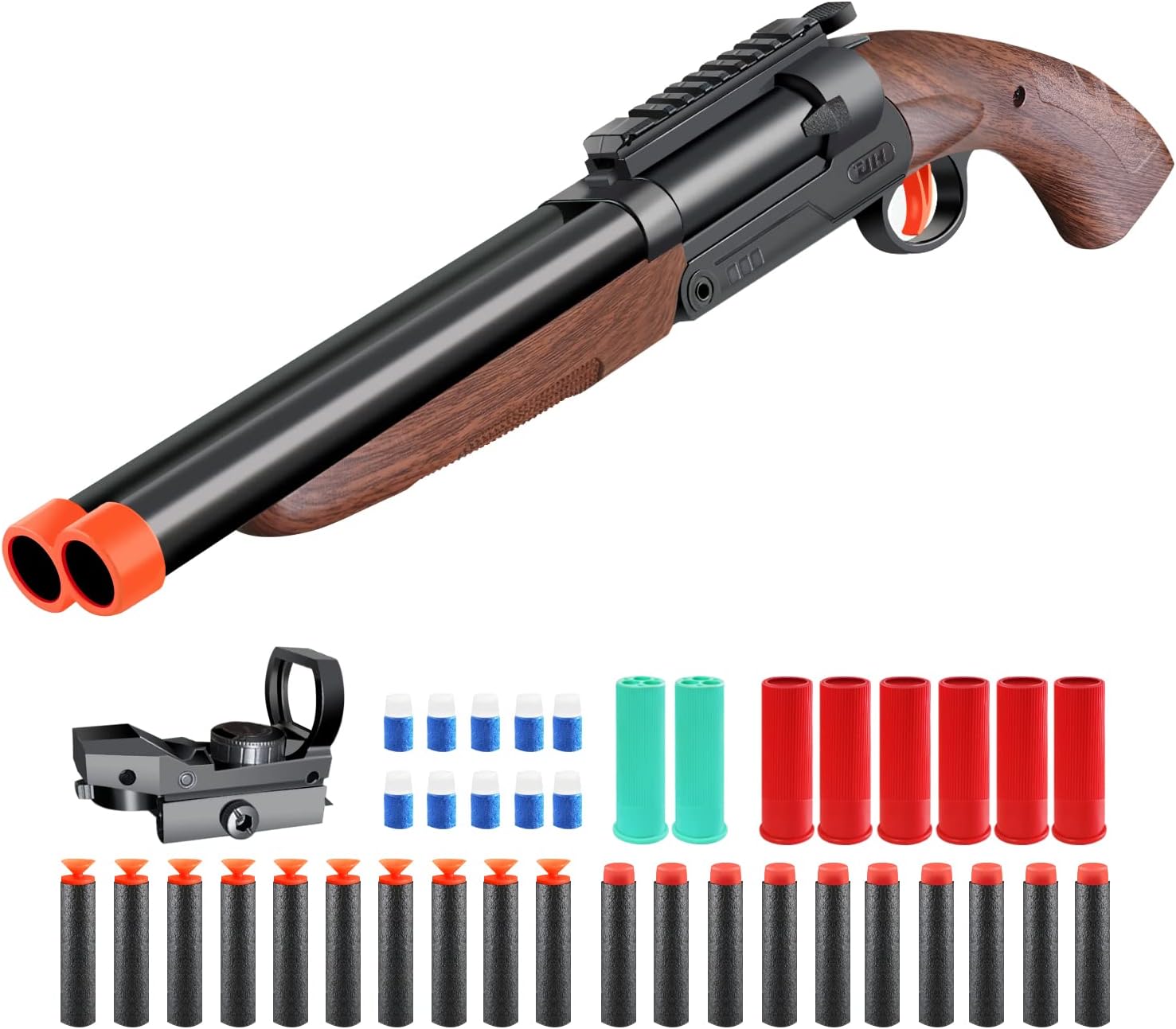 Bugrtey Double-barreled Toy Gun - Two Modes Realistic Soft Bullet Toy Guns Blaster with Sight - Educational Shooting Toy Shotgun - Ideas Gifts for Christmas Birthday Halloween Present