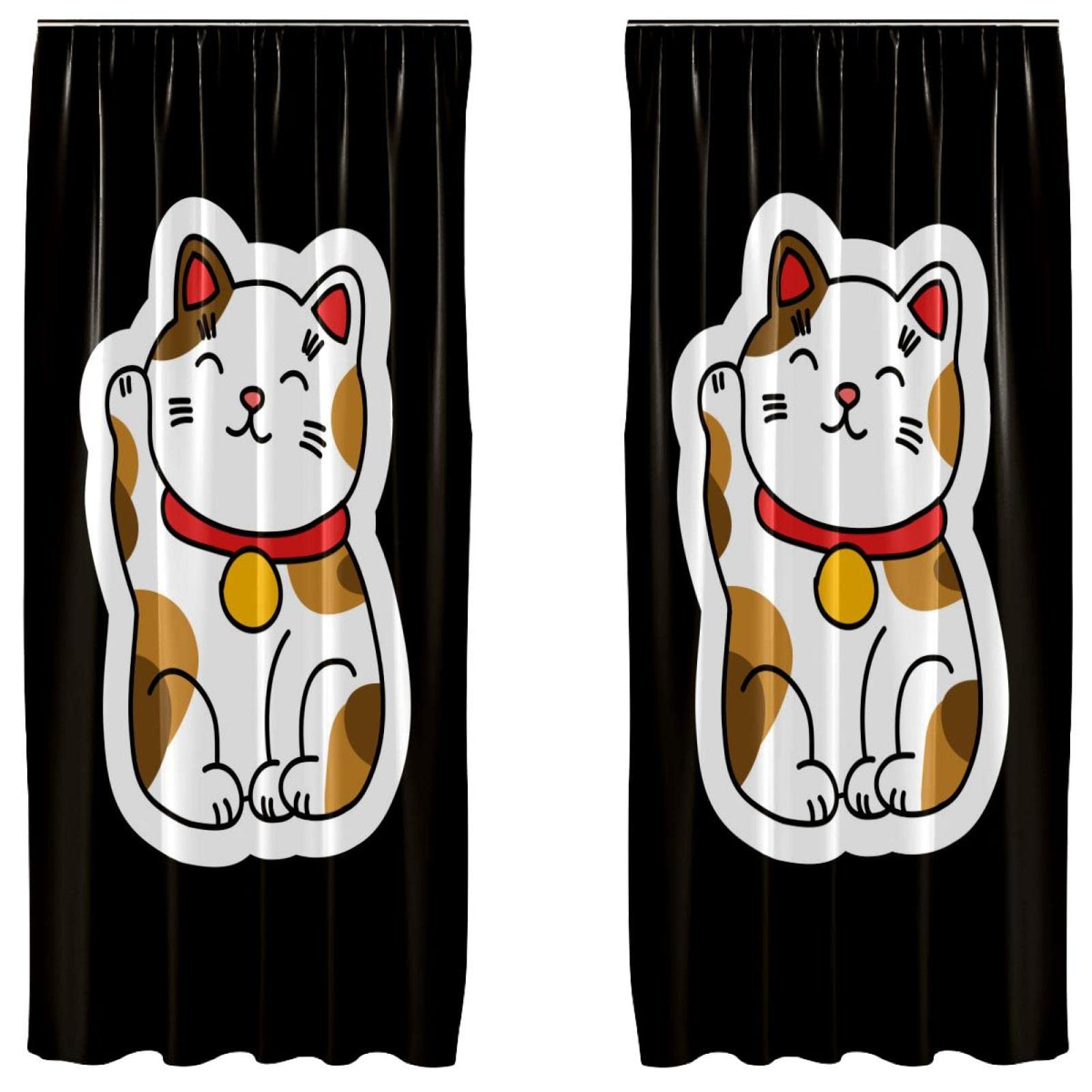 Cortinas de gatos japoneses con caída elegante para filtrar la luz en el dormitorio