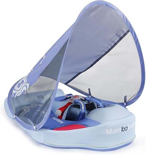 Miniatura 7 de Lanckeli Flotador para piscina de bebé de 3 meses a 3 años, flotador para bebé con toldo, cola y arnés, flotador para piscina infantil no inflable