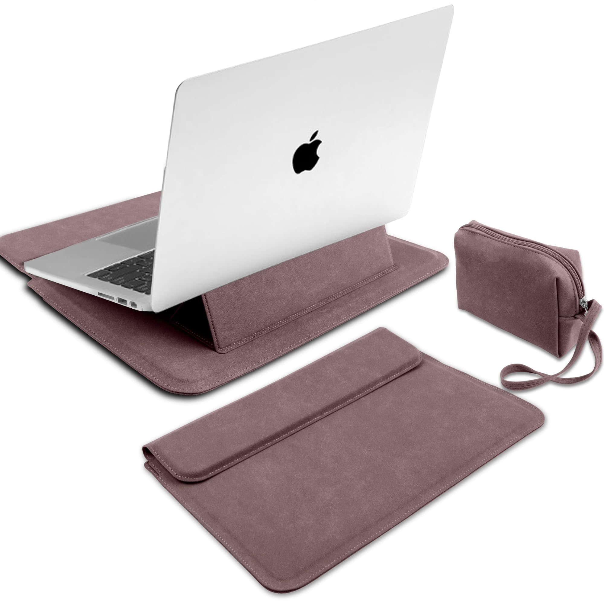 MiRowy 15-16 Zoll Laptop Sleeve Laptophülle, mit Standfunktion Laptoptasche, für MacBook Pro 16 (M5~M1, Pro/Max), MacBook Air 15 Zoll (M5~M2), für Samsung, XPS, Lenovo, HP 15-16" (Dunkelrosa)