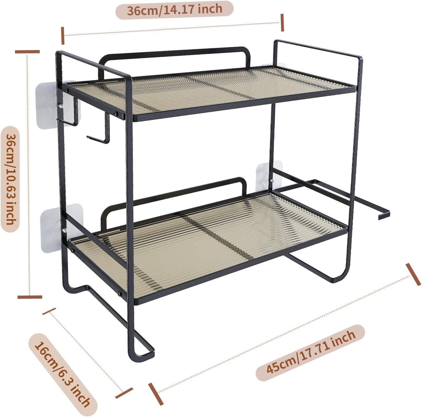 Over The Toilet Storage, 2-Tier Bathroom Organizers and Storage, Over Toilet Bathroom Organizer, No Drilling Storage Shelf, Above Toilet Storage Rack, Back of Toilet Organizer Black