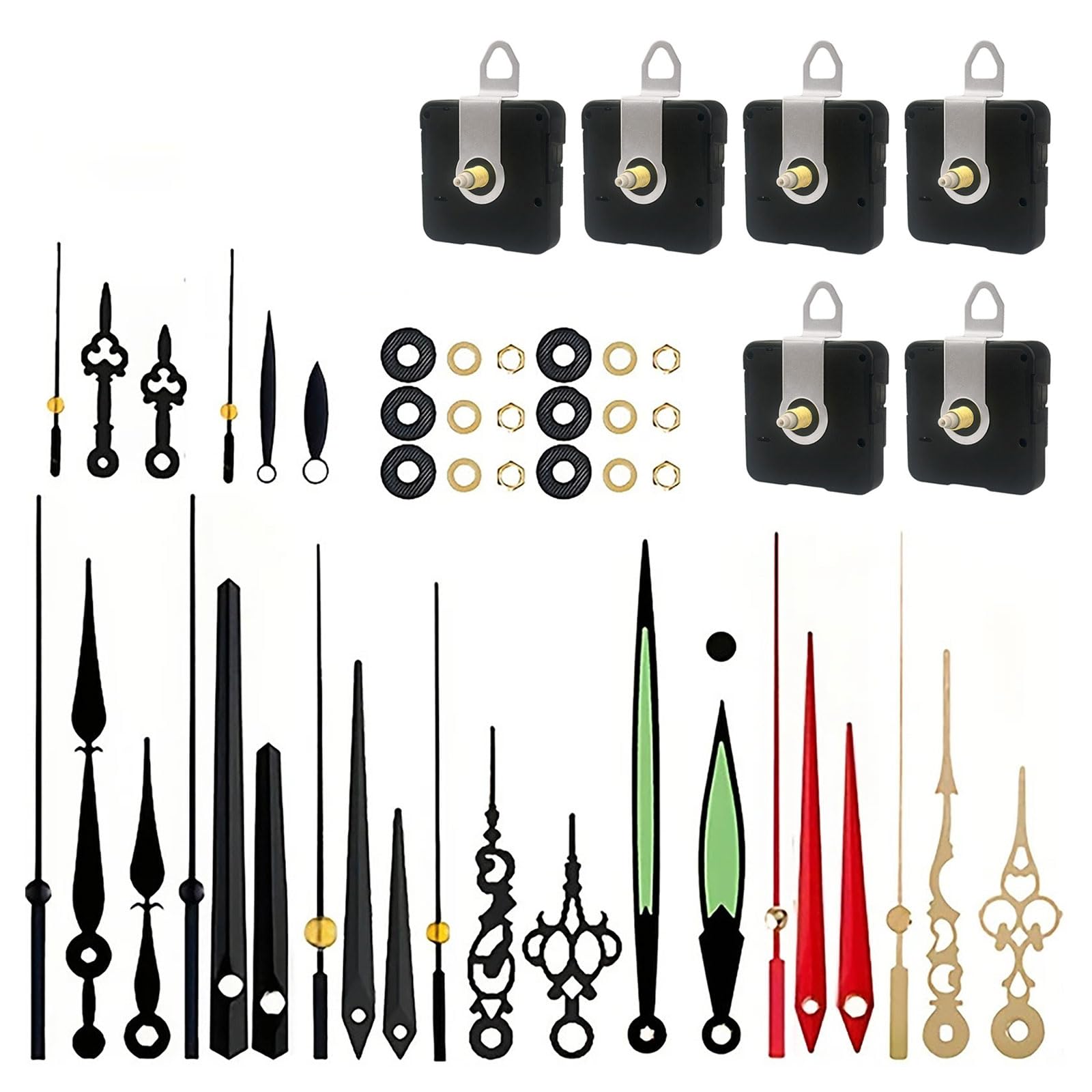 TFAOYS Completing Clock Repair Set Including 6Pcs Quiet Movement Mechanism and Assorted Decorative Hands for Home Restorations Clock Mechanism Repair Set