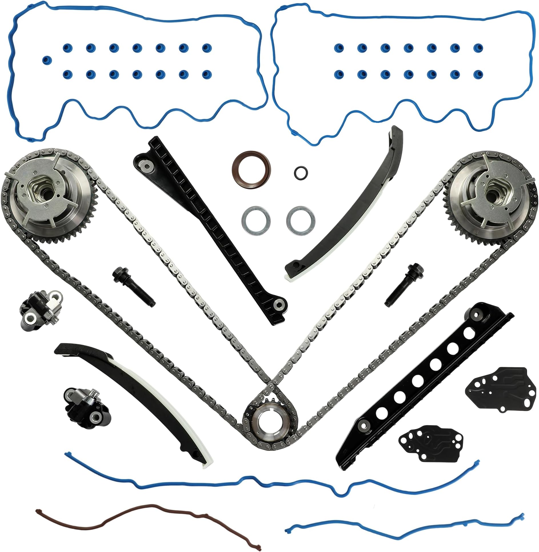 Timing Chain Kit W/Cam Phaser & Valve Cover Gasket Set Fit For Ford Expedition F-150 F-250 F-350 5.4L 3V 24 Valve 2003-2014 Lincoln Mark LT Navigator 5.4L 2005-2014 F85Z 6K255-AA VS50687R