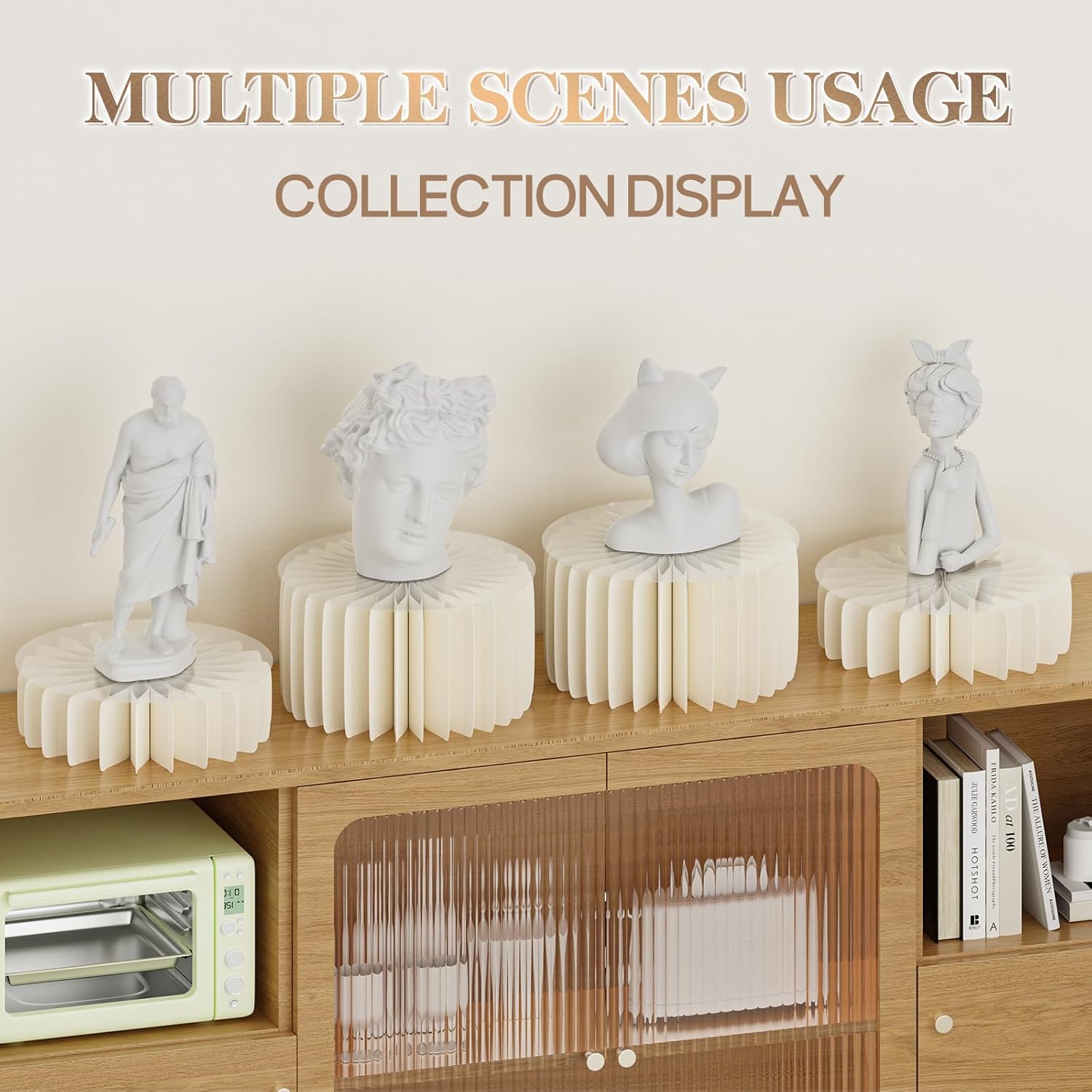 8 PCS Buffet Risers, Foldable Food Risers for Buffet Table, Display Stands for Party, White Cake Cupcake Stands for Food Display, Catering Supplies (7.8" Hx4, 4" Hx4)