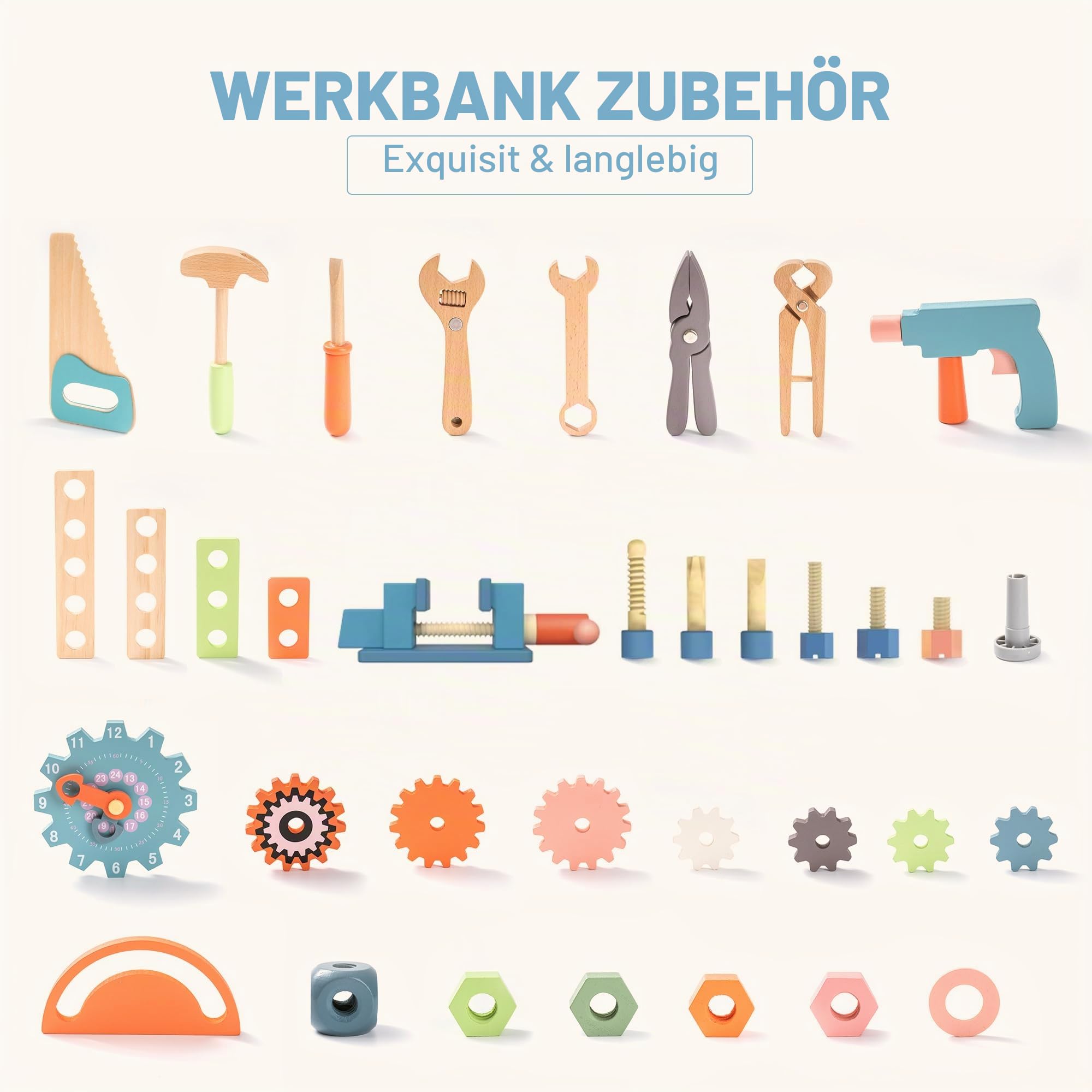 ROBUD Holz Werkbank für Kinder,Werkzeugbank Spielzeug, ab 3 4 5 6 7 Jahre