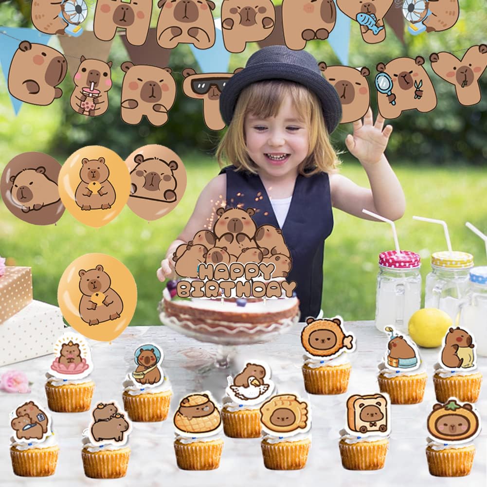 FOSDICK 2er Set Capybara Tischdecken 108x180cm - Niedliche Geburtstagsdeko