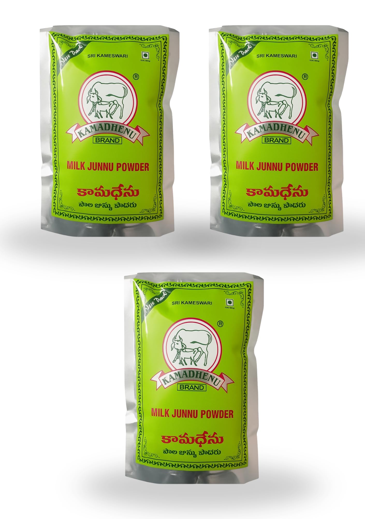 Kamadhenu Milk Junnu Powder – 100g x 3 Packs | Traditional South Indian Colostrum Milk Dessert | Easy-to-Make Junnu/Ginnu/Posu Sweet | No Preservatives | High in Protein & Calcium