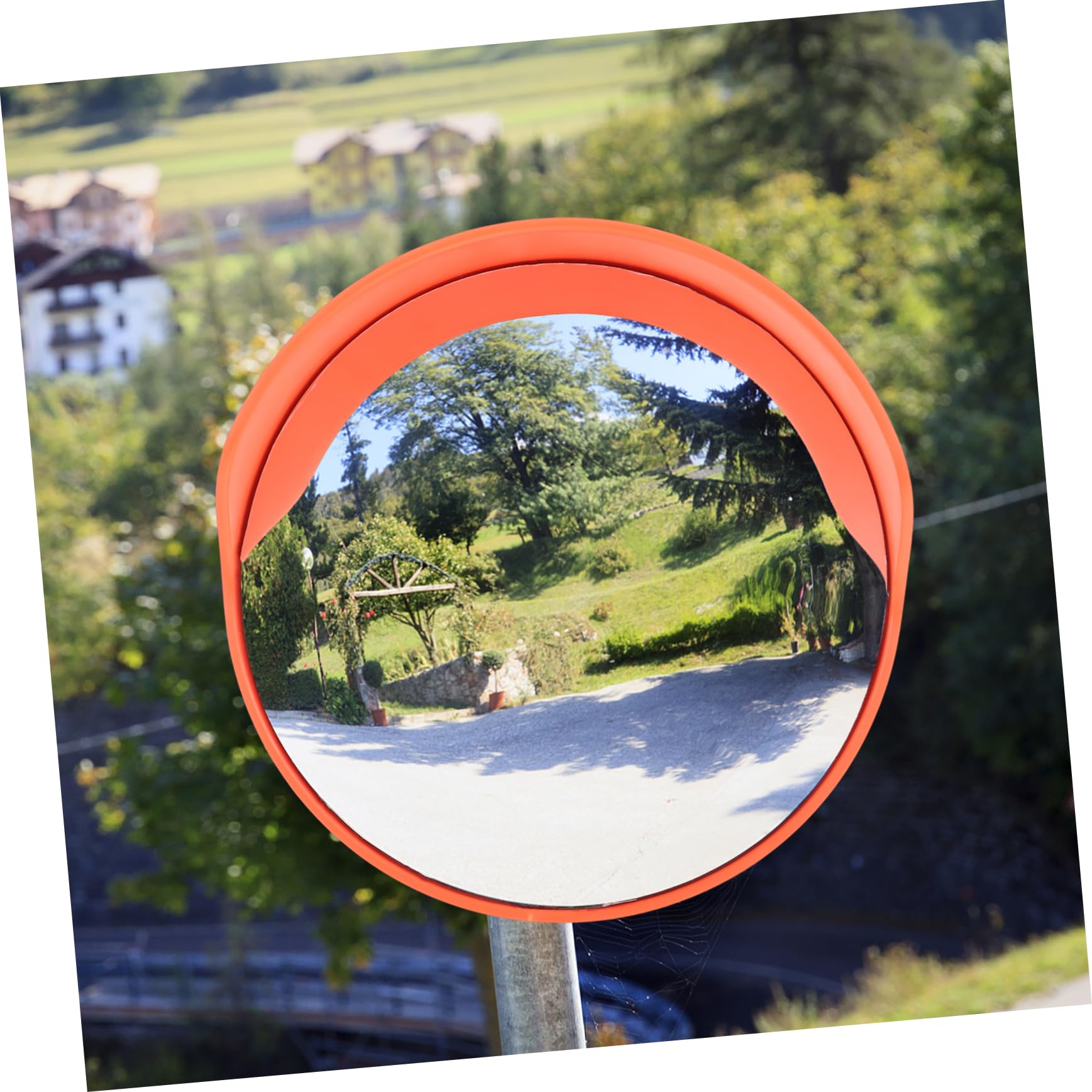 Miroir D’angle Convexe 30cm en Plastique et Métal Orange