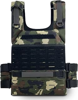 Tactical Weighted Vest, Adjustable Weights Running Vest Molle for Workouts Endurance Training Fitness Calisthenics Gym, Max 20lb/pocket (Not included plates)