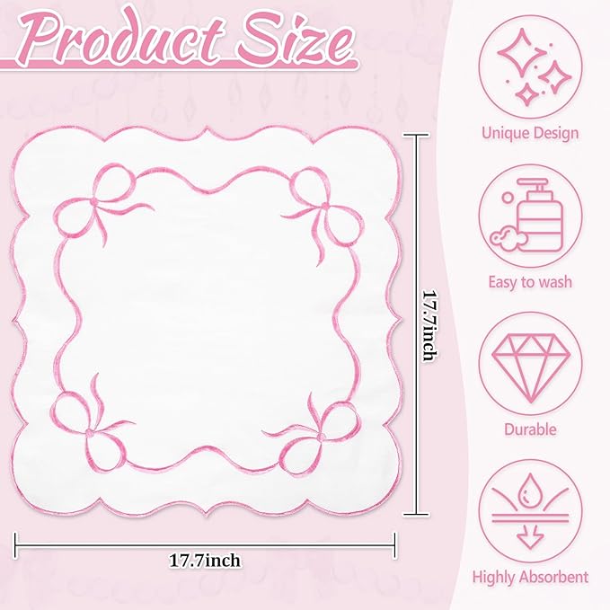 Juego de 6 Servilletas de Tela FYSUIMU con Bordado Rosa miniatura 3