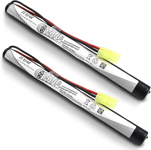 Miniatura 7 de Paquete de 2 baterías NiMH planas de Airsoft de 8.4 V 1500 mAh con mini conector Tamiya y cargador de equilibrio compatible con pistolas de Airsoft